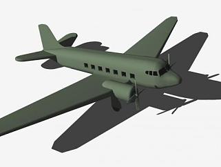 墨绿色飞机模架SU模型下载_sketchup草图大师SKP模型