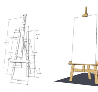 实木画架SU模型下载_sketchup草图大师SKP模型