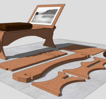传统艺术家画架SU模型下载_sketchup草图大师SKP模型