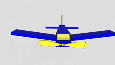 蓝色螺旋桨简易飞机SU模型下载_sketchup草图大师SKP模型
