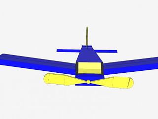 蓝色螺旋桨简易飞机SU模型下载_sketchup草图大师SKP模型