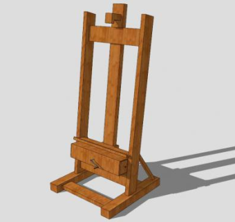 实木美术板式画架SU模型下载_sketchup草图大师SKP模型