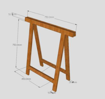 实木板式画架SU模型下载_sketchup草图大师SKP模型