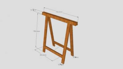 实木板式画架SU模型下载_sketchup草图大师SKP模型