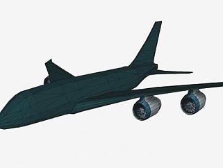 墨绿色喷气式飞机SU模型下载_sketchup草图大师SKP模型