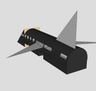 黑色简易飞机SU模型下载_sketchup草图大师SKP模型