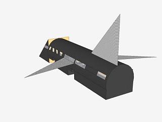 黑色简易飞机SU模型下载_sketchup草图大师SKP模型