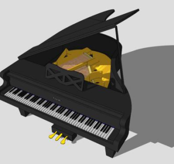 三角钢琴SU模型下载_sketchup草图大师SKP模型