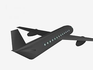 黑色双喷汽飞机SU模型下载_sketchup草图大师SKP模型