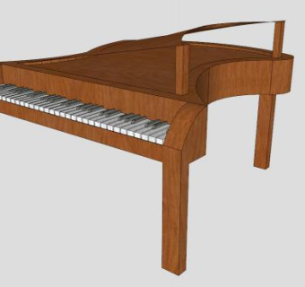 棕色三角钢琴SU模型下载_sketchup草图大师SKP模型