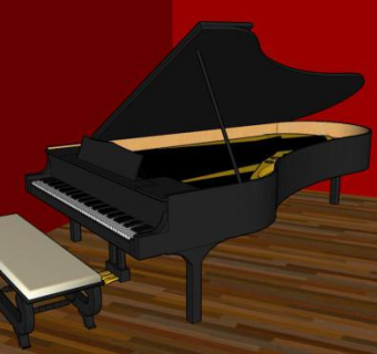 音乐会三角琴SU模型下载_sketchup草图大师SKP模型