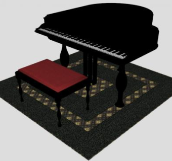 音乐三角大钢琴SU模型下载_sketchup草图大师SKP模型