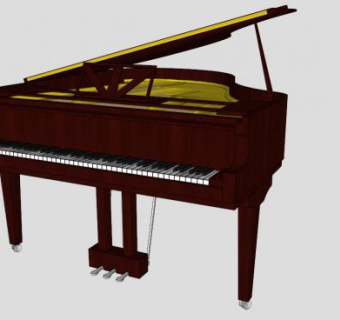 黑色三角大钢琴SU模型下载_sketchup草图大师SKP模型