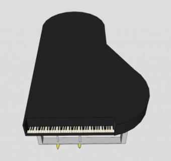 音乐黑色三角钢琴SU模型下载_sketchup草图大师SKP模型