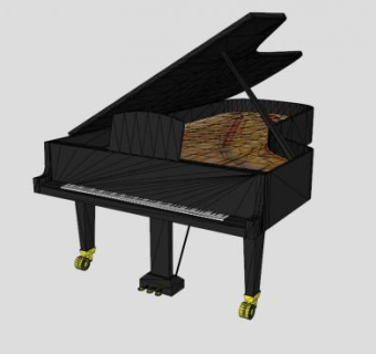黑色三角音乐钢琴SU模型下载_sketchup草图大师SKP模型