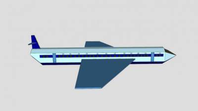 蓝色简易客机SU模型下载_sketchup草图大师SKP模型