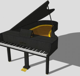 精细三角钢琴SU模型下载_sketchup草图大师SKP模型