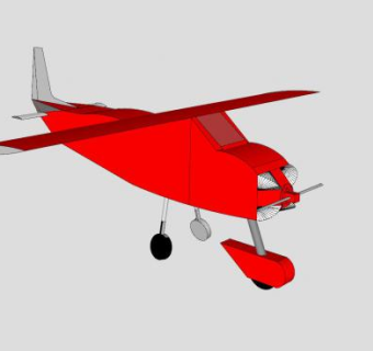 红色固定翼飞机SU模型下载_sketchup草图大师SKP模型