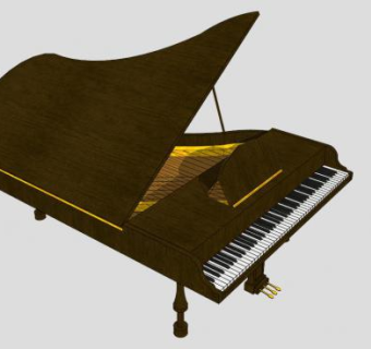 黑色音乐三角钢琴SU模型下载_sketchup草图大师SKP模型