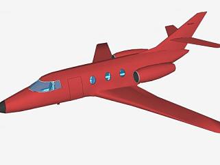 红色小型客机SU模型下载_sketchup草图大师SKP模型