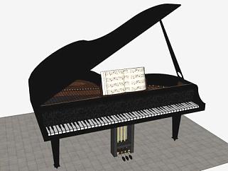 音乐三角钢琴SU模型下载_sketchup草图大师SKP模型