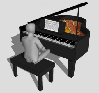 三角钢琴大钢琴SU模型下载_sketchup草图大师SKP模型