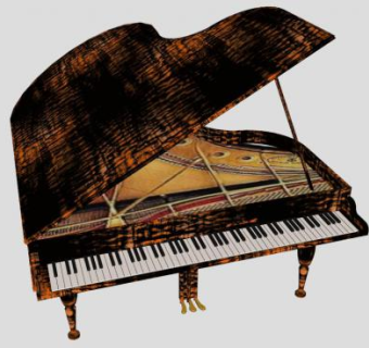 枫木图案钢琴SU模型下载_sketchup草图大师SKP模型