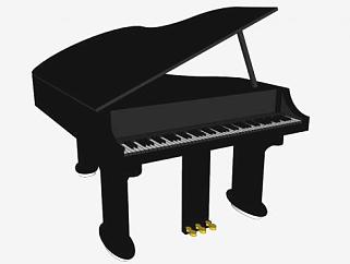 现代黑色三角<em>钢琴</em>SU模型下载_sketchup草图大师SKP模型