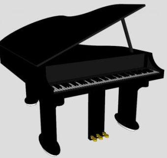 现代黑色三角钢琴SU模型下载_sketchup草图大师SKP模型