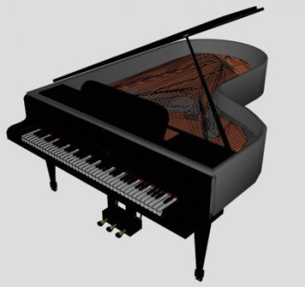 现代音乐三角钢琴SU模型下载_sketchup草图大师SKP模型