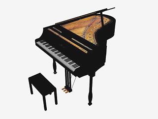 乐器<em>三角钢琴</em>SU模型下载_sketchup草图大师SKP模型