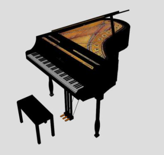 乐器三角钢琴SU模型下载_sketchup草图大师SKP模型