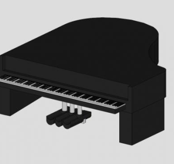 黑色专业三角钢琴SU模型下载_sketchup草图大师SKP模型
