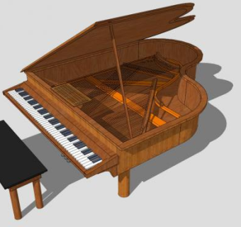 三角大钢琴凳子SU模型下载_sketchup草图大师SKP模型