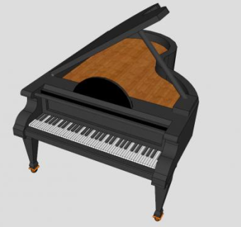 小型平台三角钢琴SU模型下载_sketchup草图大师SKP模型