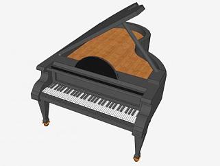 小型平台三角钢琴SU模型下载_sketchup草图大师SKP模型