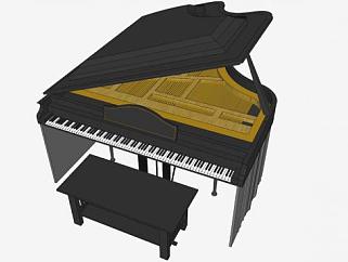 音乐<em>乐器</em>三角钢琴SU模型下载_sketchup草图大师SKP模型