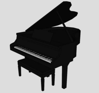 黑色大钢琴SU模型下载_sketchup草图大师SKP模型