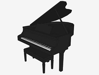 黑色大钢琴SU模型下载_sketchup草图大师SKP模型