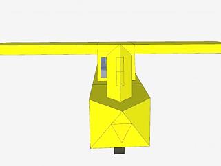 黄色简易固定翼飞机SU模型下载_sketchup草图大师SKP模型
