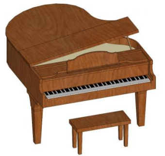 婴儿三角钢琴SU模型下载_sketchup草图大师SKP模型