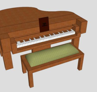 三角棕色大钢琴SU模型下载_sketchup草图大师SKP模型