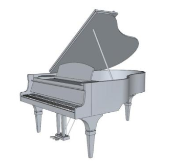 现代灰色三角钢琴SU模型下载_sketchup草图大师SKP模型