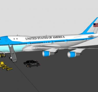美国航空客机及车辆SU模型下载_sketchup草图大师SKP模型