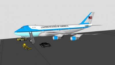 美国航空客机及车辆SU模型下载_sketchup草图大师SKP模型