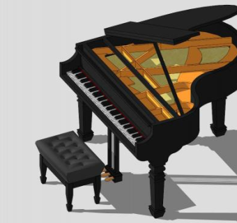 艺术三角钢琴SU模型下载_sketchup草图大师SKP模型