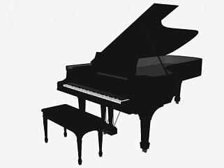 黑色艺术三角<em>钢琴</em>SU模型下载_sketchup草图大师SKP模型