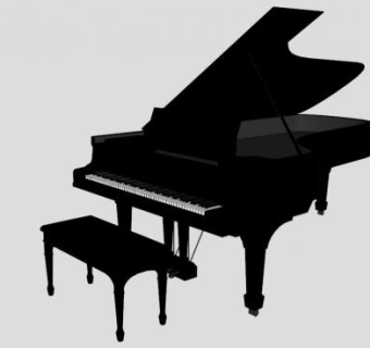 黑色艺术三角钢琴SU模型下载_sketchup草图大师SKP模型