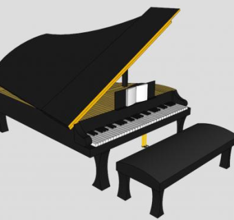 艺术钢琴SU模型下载_sketchup草图大师SKP模型