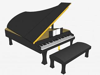 艺术钢琴SU模型下载_sketchup草图大师SKP模型